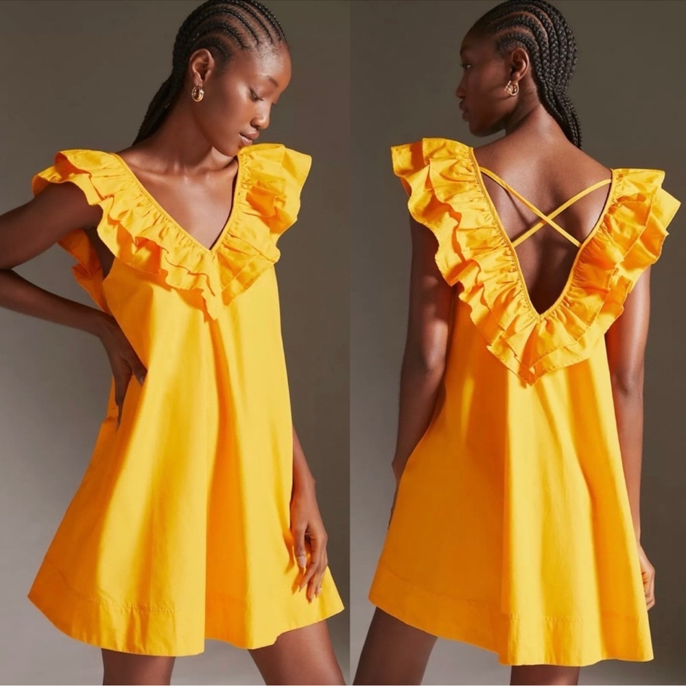Anthropologie Maeve Ruffle Tunic Mini Dress size large NWT
